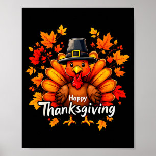 Happy Thanksgiving Funny Turkey Family Dinner Than Poster