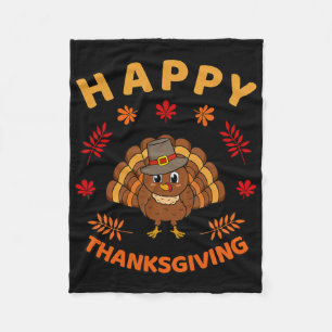 Happy Thanksgiving Funny Turkey Family Men Women Fleece Blanket
