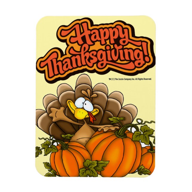"Happy Thanksgiving!" Funny Turkey Magnet (Vertical)