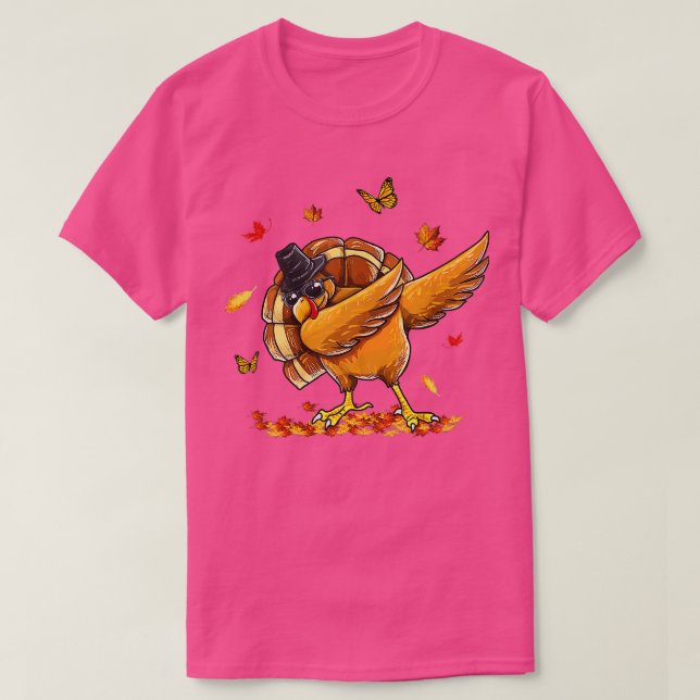Happy Thanksgiving Funny Turkey Wears Sunglasses  T-Shirt (Design Front)
