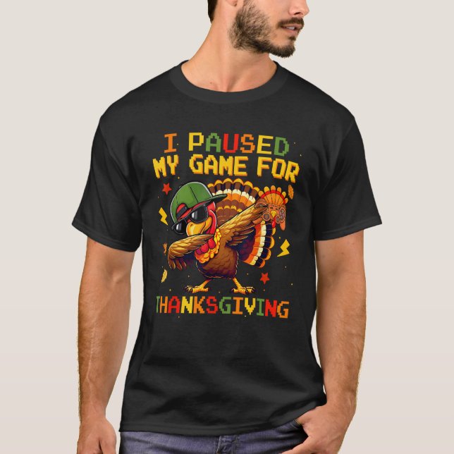 Happy Thanksgiving Gaming Dabbing Turkey Gamer Men T-Shirt (Front)