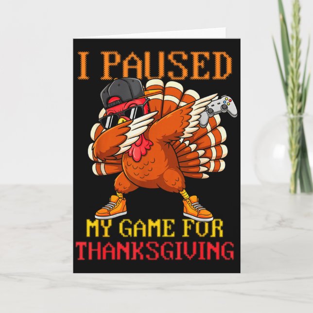 Happy Thanksgiving Gaming Fall Turkey Gamer Boys K Card (Front)