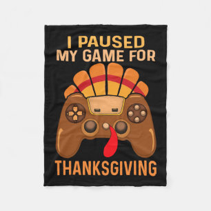 Happy Thanksgiving Gaming Fall Turkey Gamer Boys K Fleece Blanket