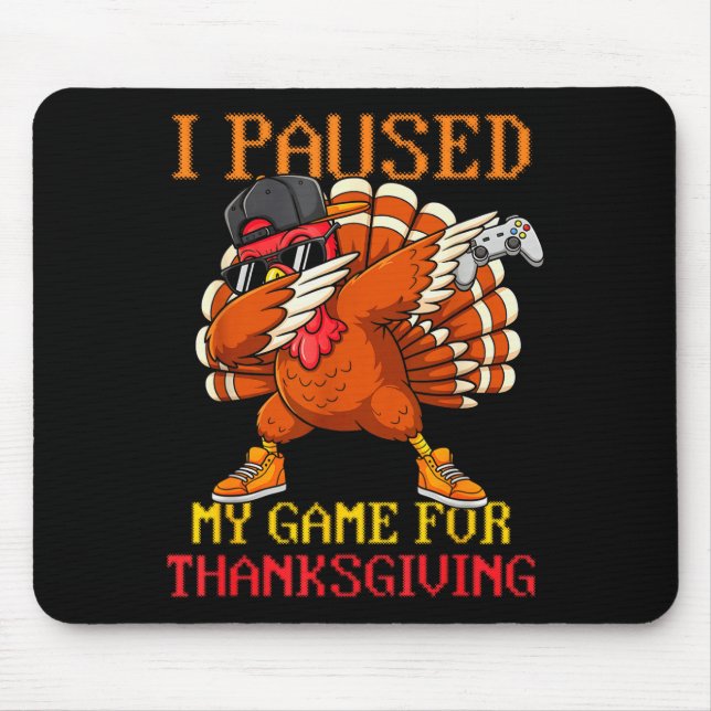 Happy Thanksgiving Gaming Fall Turkey Gamer Boys K Mouse Mat (Front)