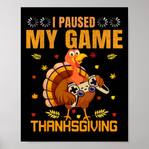 Happy Thanksgiving Gaming Fall Turkey Gamer Boys K Poster