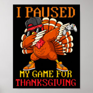 Happy Thanksgiving Gaming Fall Turkey Gamer Boys K Poster