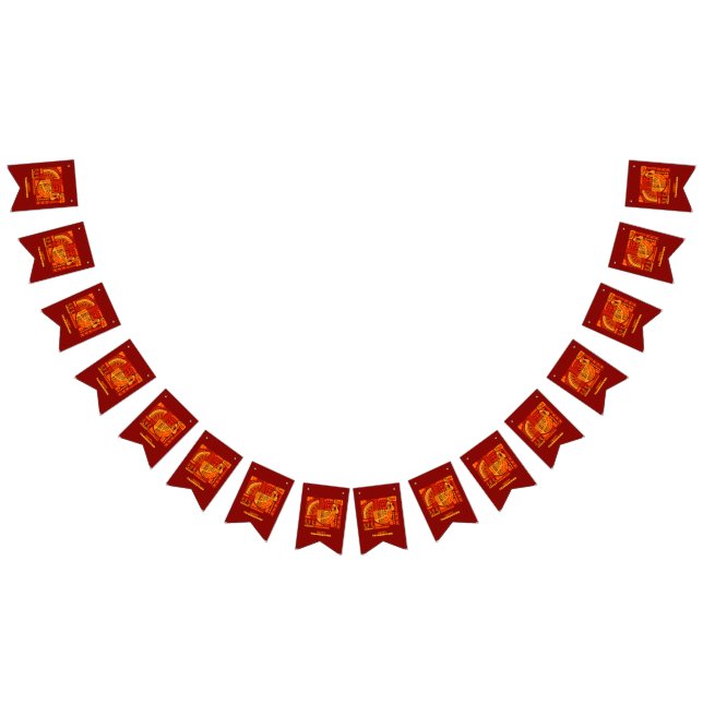 Happy Thanksgiving Geometric Abstract Orange Brown Bunting (All)