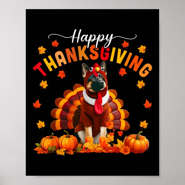 Happy Thanksgiving German Shepherd Cosplay Fall Tu Poster (Front)