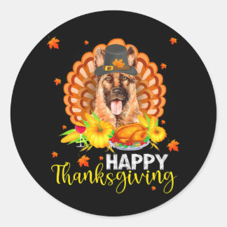Happy Thanksgiving German Shepherd Turkey Classic Round Sticker