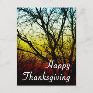 happy thanksgiving (ghost tree) holiday postcard