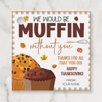 Happy Thanksgiving Gift Tags, Muffin Gift Tags