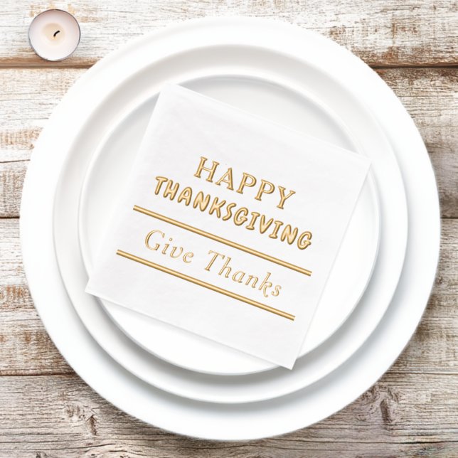 Happy Thanksgiving Give Thanks Typography  Foil Napkins (Insitu)