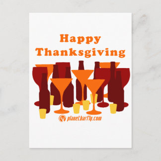 Happy Thanksgiving Glasses Holiday Postcard