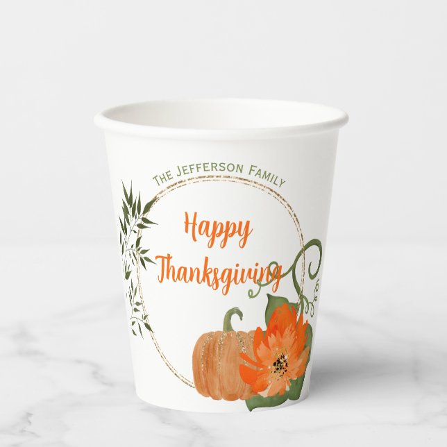Happy Thanksgiving Glitter Paper cup (Front)