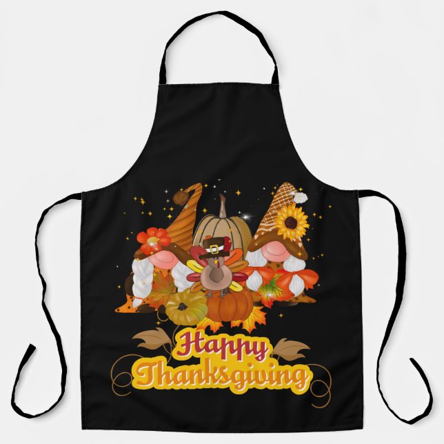 Happy Thanksgiving Gnome Apron (Front)