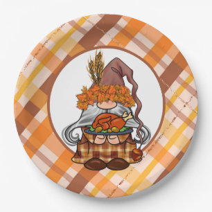 Happy Thanksgiving Gnome Paper Plate