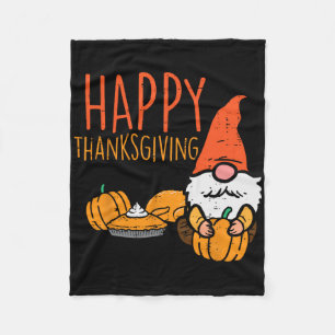 Happy Thanksgiving Gnome Pumpkin Cute Fall Men Wom Fleece Blanket