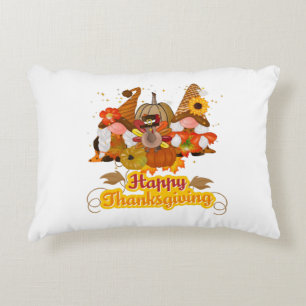 Happy Thanksgiving Gnome Trio Decorative Cushion