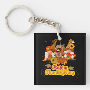 Happy Thanksgiving Gnome Trio Key Ring
