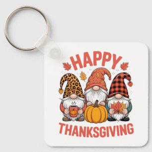 Happy Thanksgiving Gnomes Fall season Key Ring