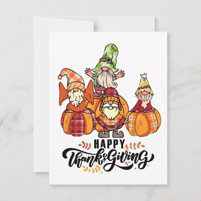 Happy Thanksgiving Gnomes Greeting Card (Front)