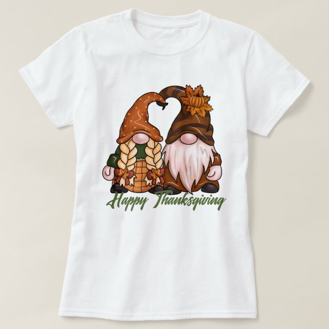 Happy Thanksgiving Gnomes T-Shirt (Design Front)