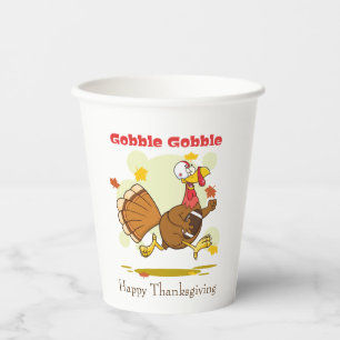 Happy Thanksgiving Gobble Turkey & Football Paper Cups