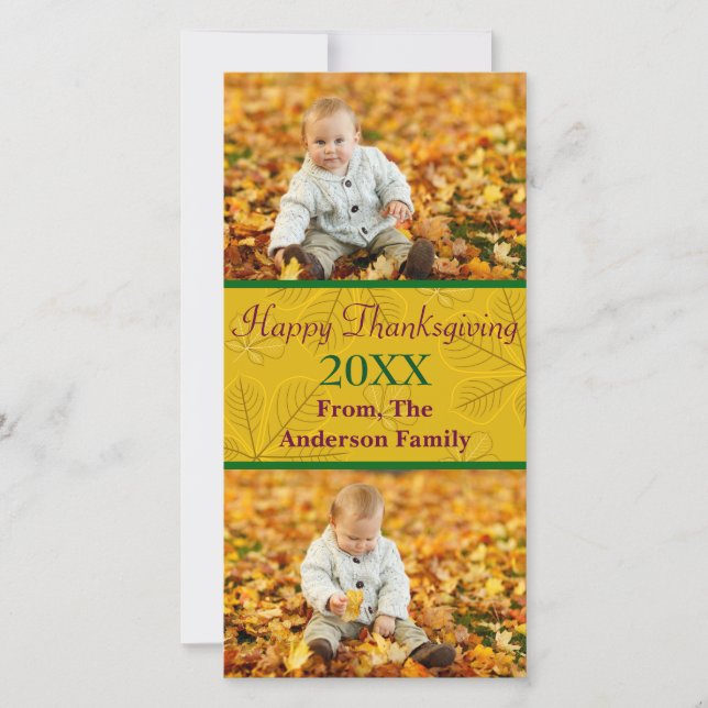 Happy Thanksgiving Gold 2 Photos - Photo Card (Front)