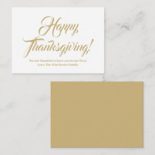 Happy Thanksgiving gold custom script elegant Card