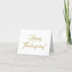 Happy Thanksgiving gold custom script elegant Thank You Card