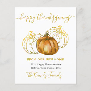 Happy Thanksgiving Gold Pumpkin New Home Address