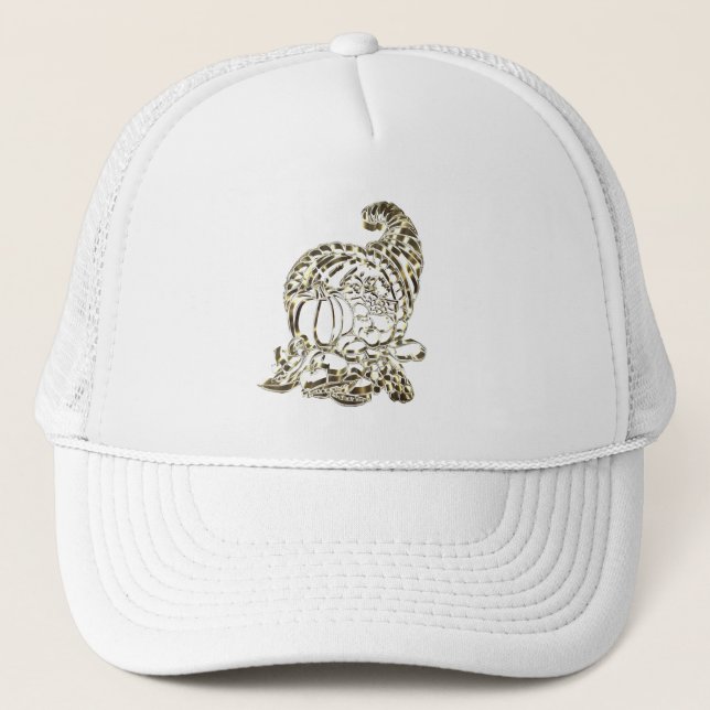 Happy Thanksgiving Golden Cornucopia Trucker Hat (Front)