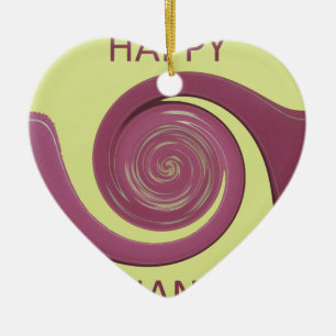 Happy Thanksgiving Golden Yellow whirl design.png Ceramic Tree Decoration