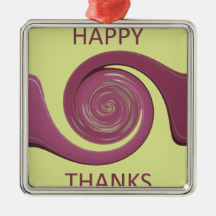 Happy Thanksgiving Golden Yellow whirl design.png Metal Tree Decoration