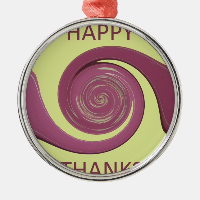 Happy Thanksgiving Golden Yellow whirl design.png Metal Tree Decoration (Front)