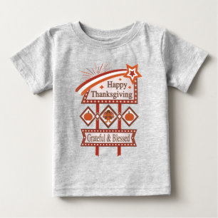 Happy Thanksgiving Grateful & Blessed Retro Sign Baby T-Shirt