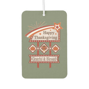 Happy Thanksgiving Grateful & Blessed Retro Sign Car Air Freshener