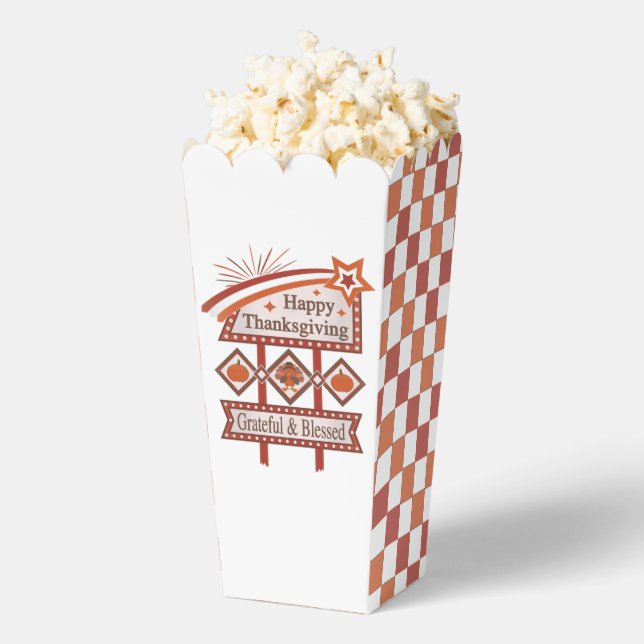 Happy Thanksgiving Grateful & Blessed Retro Sign Favour Box (Popped)