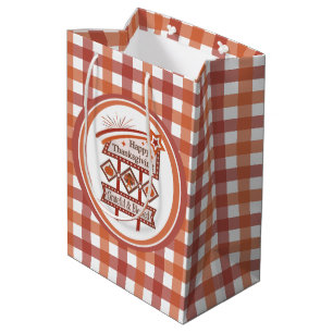 Happy Thanksgiving Grateful & Blessed Retro Sign Medium Gift Bag