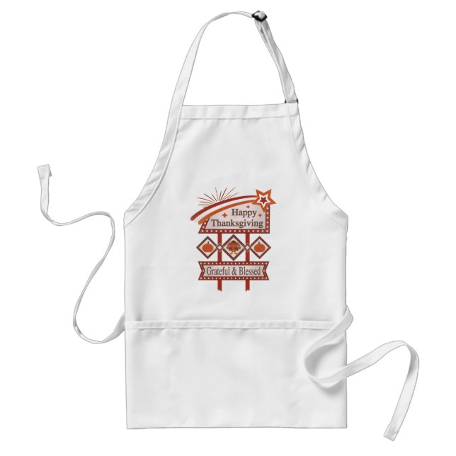 Happy Thanksgiving Grateful & Blessed Retro Sign Standard Apron (Front)