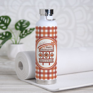 Happy Thanksgiving Grateful & Blessed Retro Sign Water Bottle