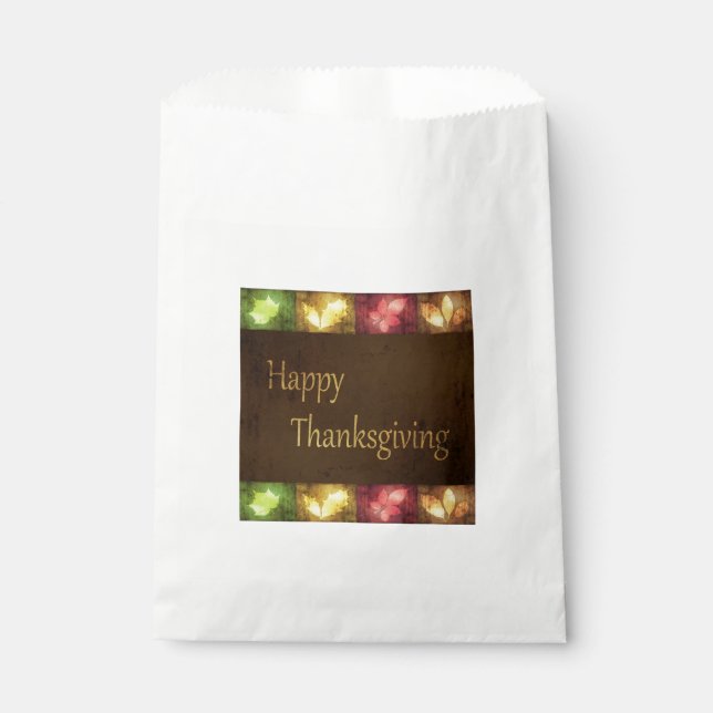 Happy Thanksgiving Grunge Leaves Favour Bags (Front)
