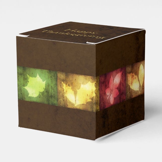 Happy Thanksgiving Grunge Leaves Favour Box (Front Side)