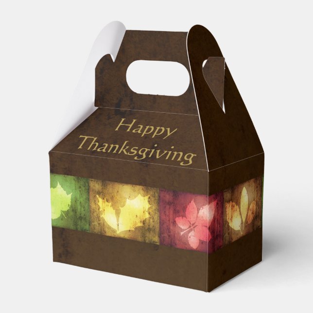Happy Thanksgiving Grunge Leaves Favour Box (Back Side)