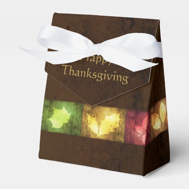 Happy Thanksgiving Grunge Leaves Favour Box (Front Side)