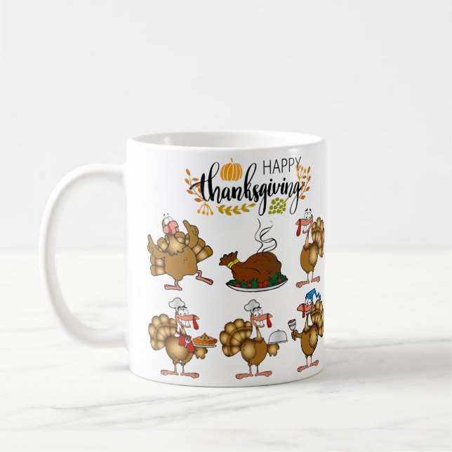 Happy Thanksgiving,Happy Turkey Coffee Mug (Left)