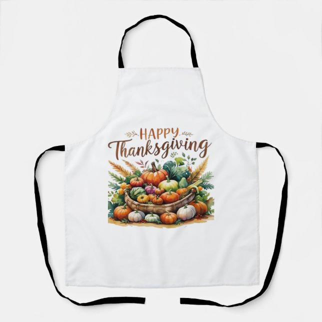 Happy Thanksgiving – Harvest Basket with Pumpkins  Apron (Front)