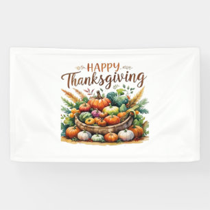 Happy Thanksgiving – Harvest Basket with Pumpkins  Banner