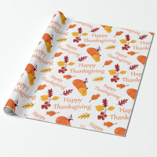 Happy Thanksgiving Harvest Blessings Cosy Pumpkins Wrapping Paper