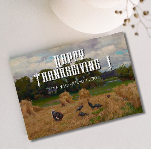 Happy Thanksgiving Harvest Card with Turkeys